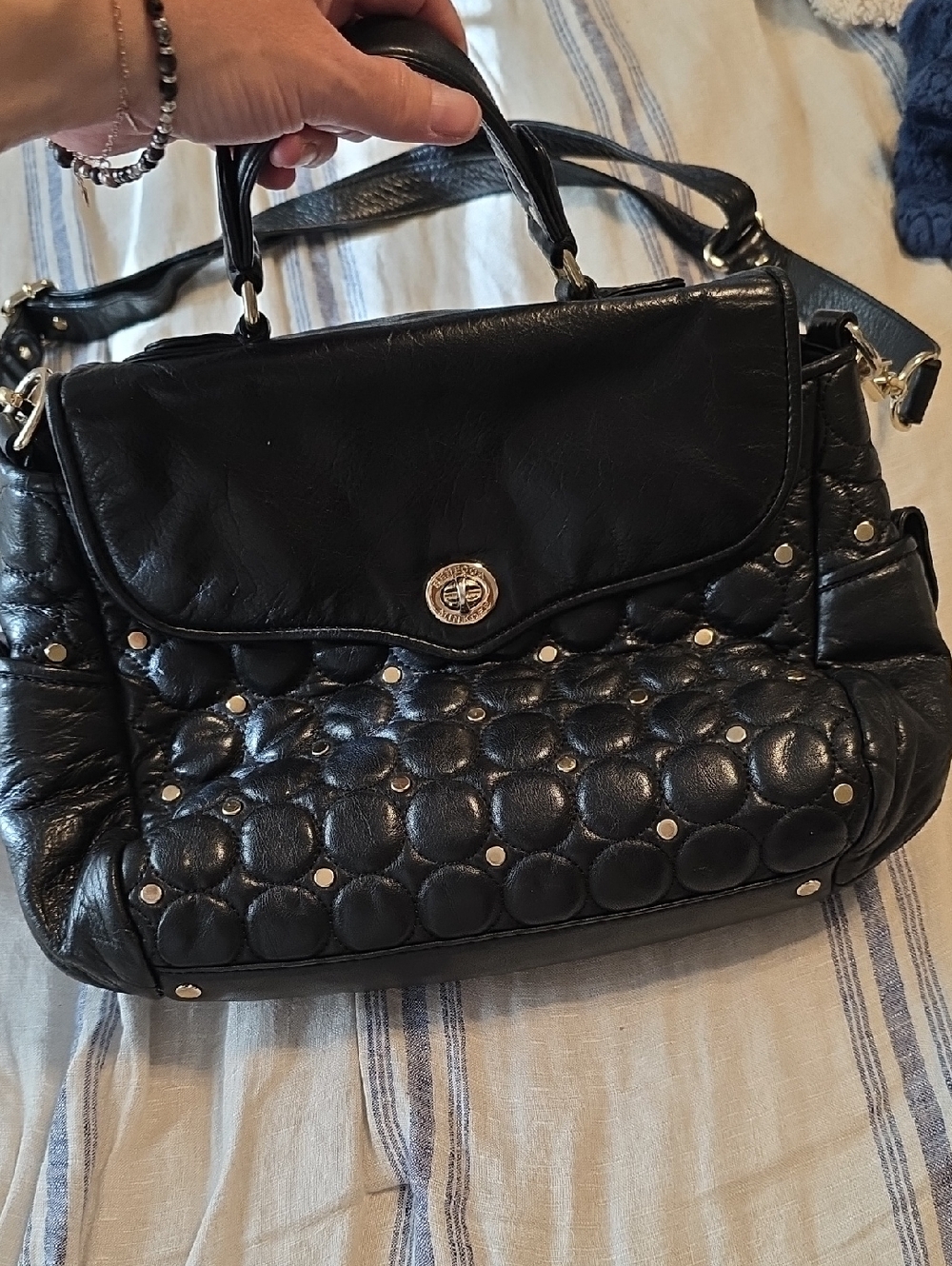 Rebecca Minkoff Black Quilted Studded Satchel